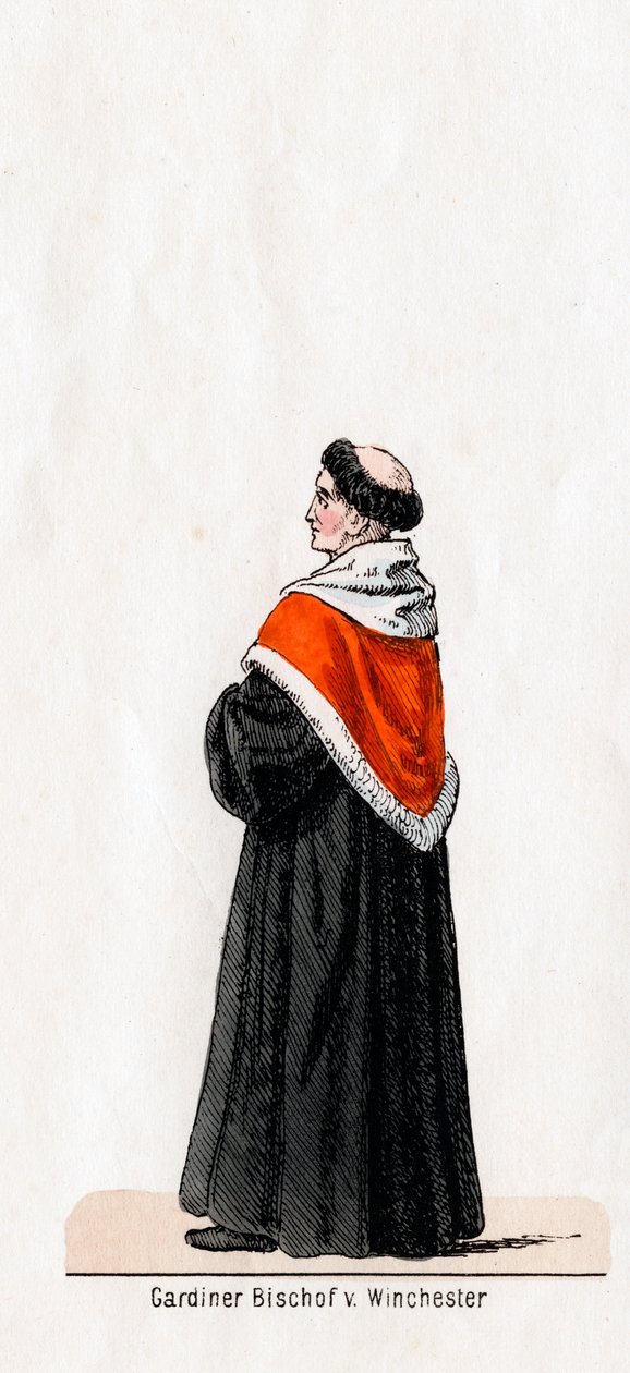 Stephen Gardiner, Kostümentwurf für Shakespeares Stück, Heinrich VIII., 19. Jahrhundert von Unbekannt
