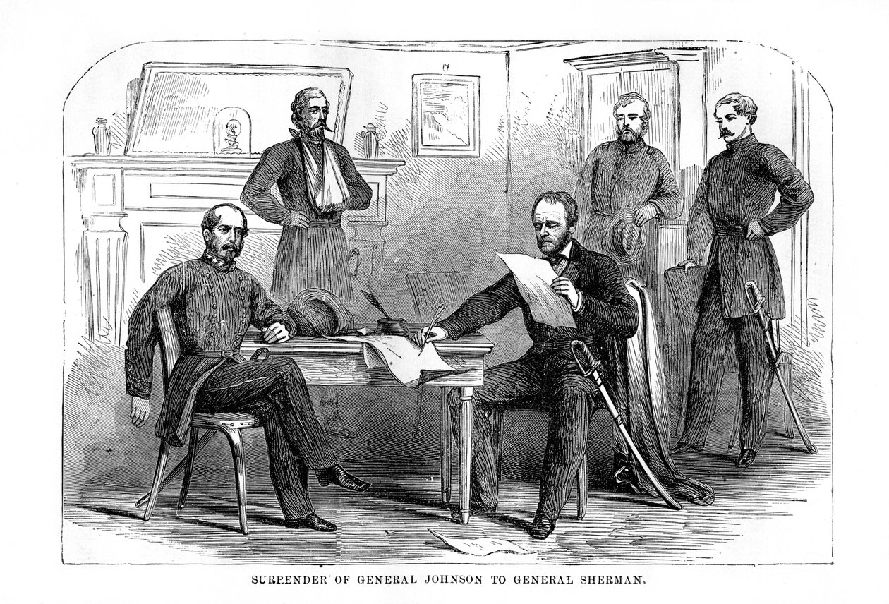 Kapitulierung von General Johnston vor General Sherman, 26. April 1865, 1872 von Unbekannt