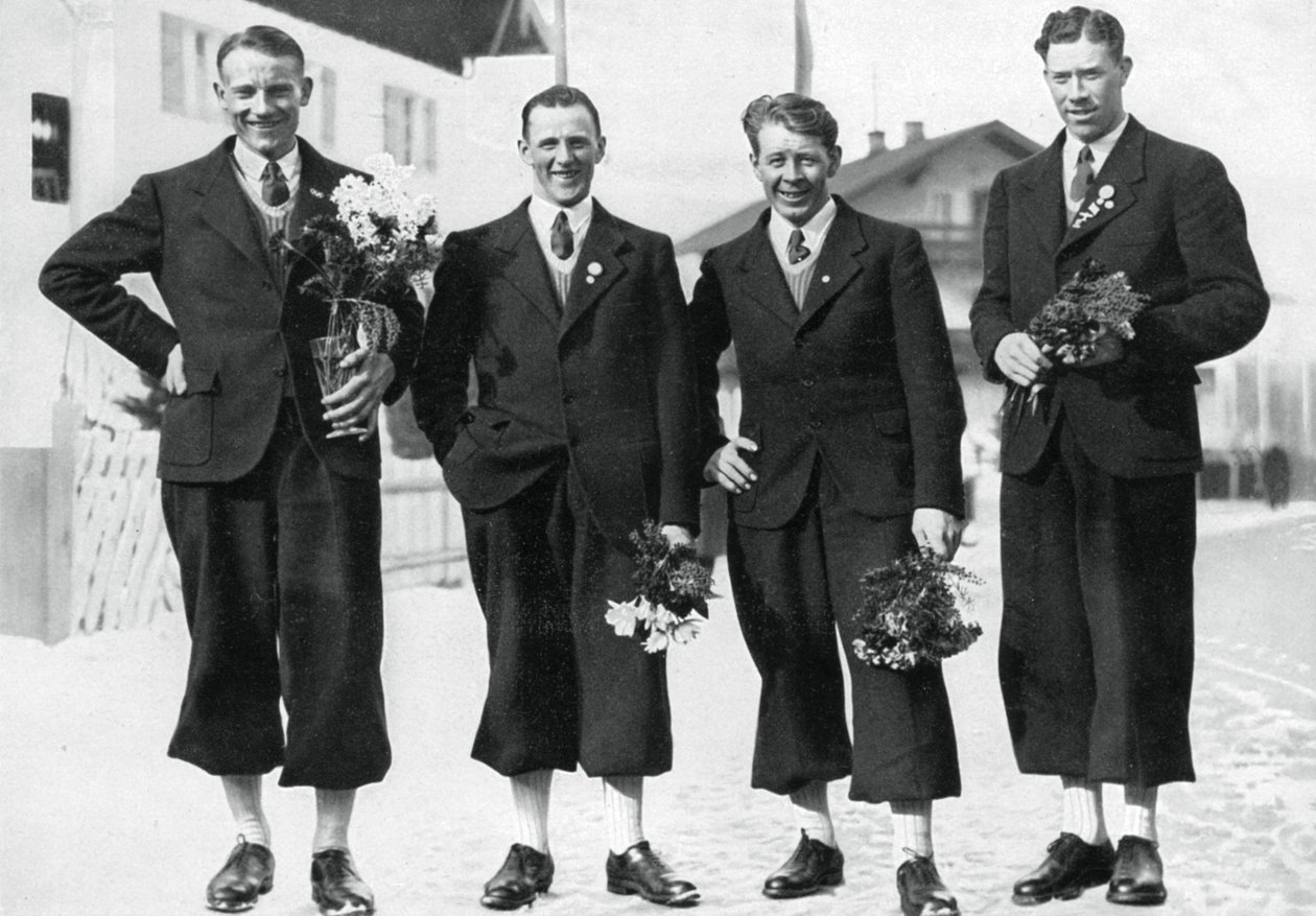 Schwedisches Langlaufteam, Olympische Winterspiele, Garmisch-Partenkirchen, Deutschland, 1936 von Unbekannt