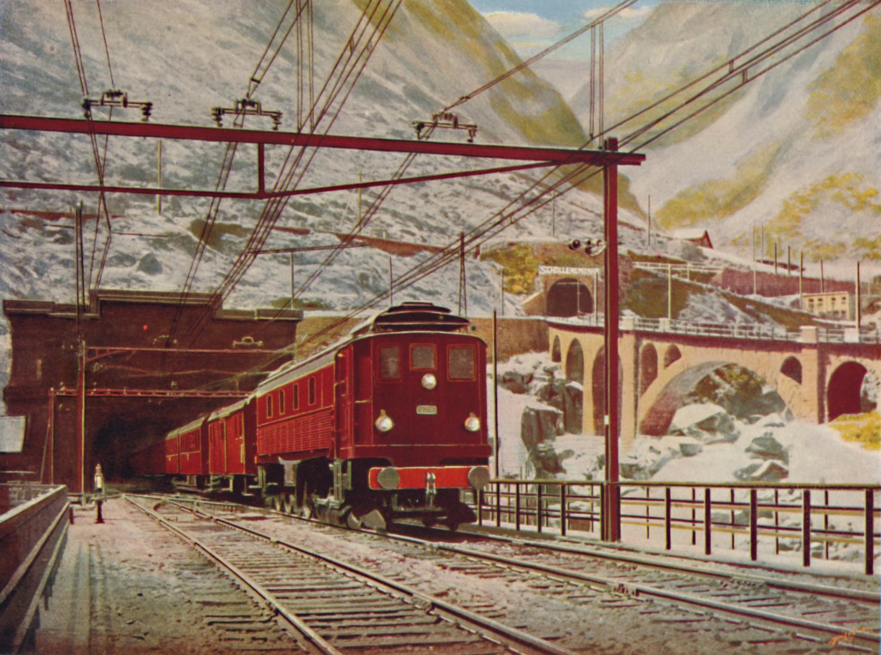 Schweizer Express verlässt den Großen St. Gotthard-Tunnel, 1926 von Unbekannt