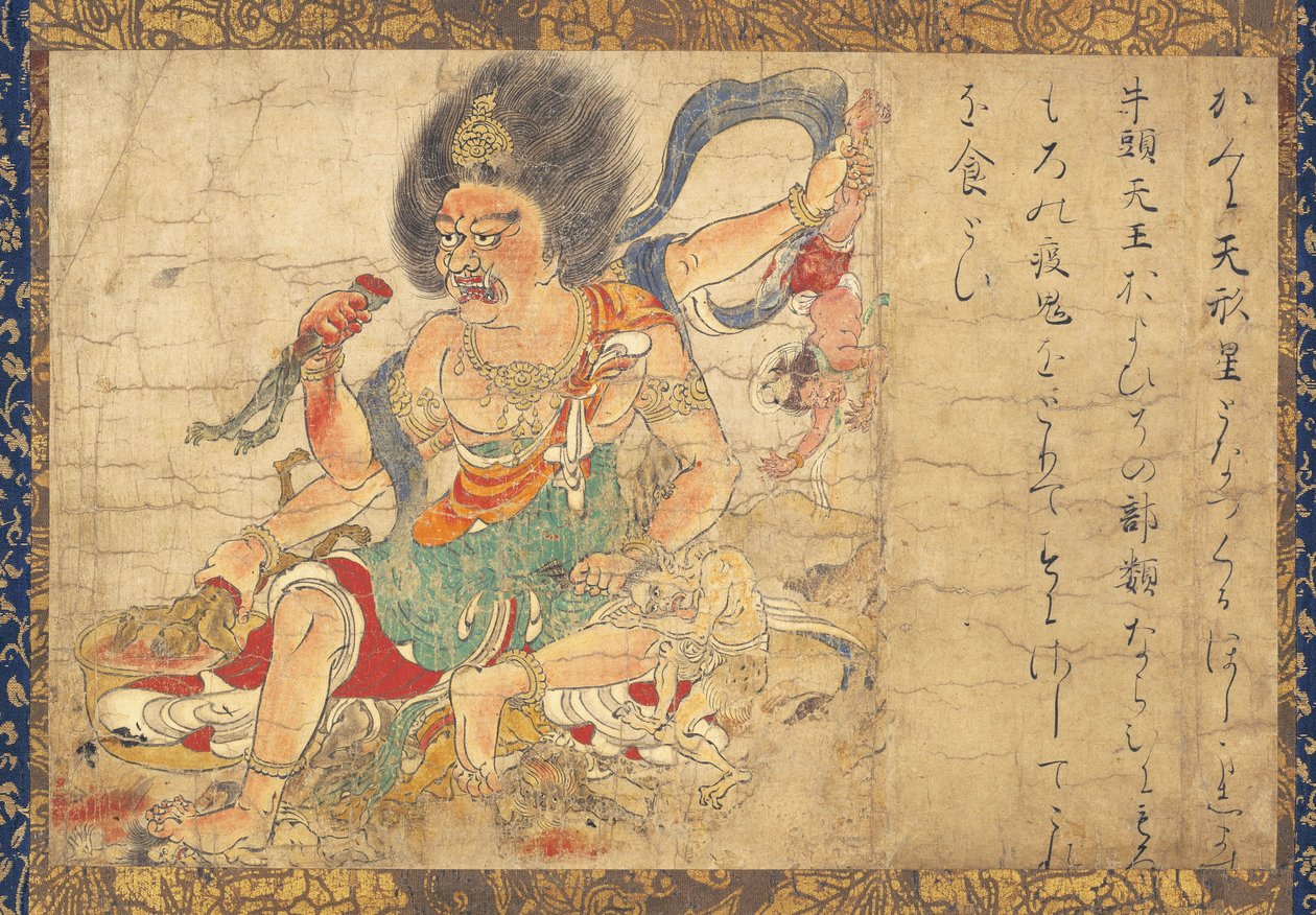Tenkeisei, Gott der himmlischen Bestrafung Teil des Sets von fünf Hängerollen Ausrottung des Bösen, 12. Jahrhundert von Unbekannt