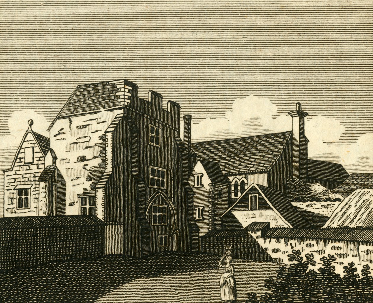 Der Große Saal des Erzbischöflichen Palastes in Canterbury, ca. 1786 von Unbekannt