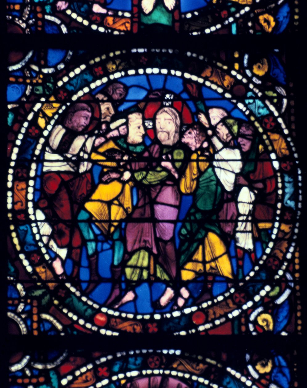 Die Verhaftung Christi Kuss des Judas, Buntglas, Kathedrale von Chartres, 1194-1260 von Unbekannt