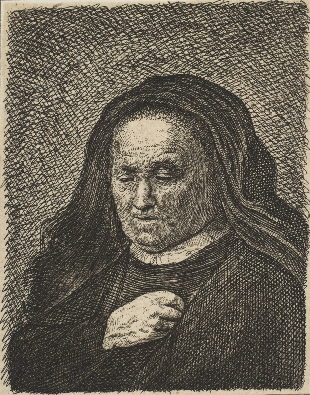 Die Mutter des Künstlers mit der Hand auf der Brust von Unbekannt
