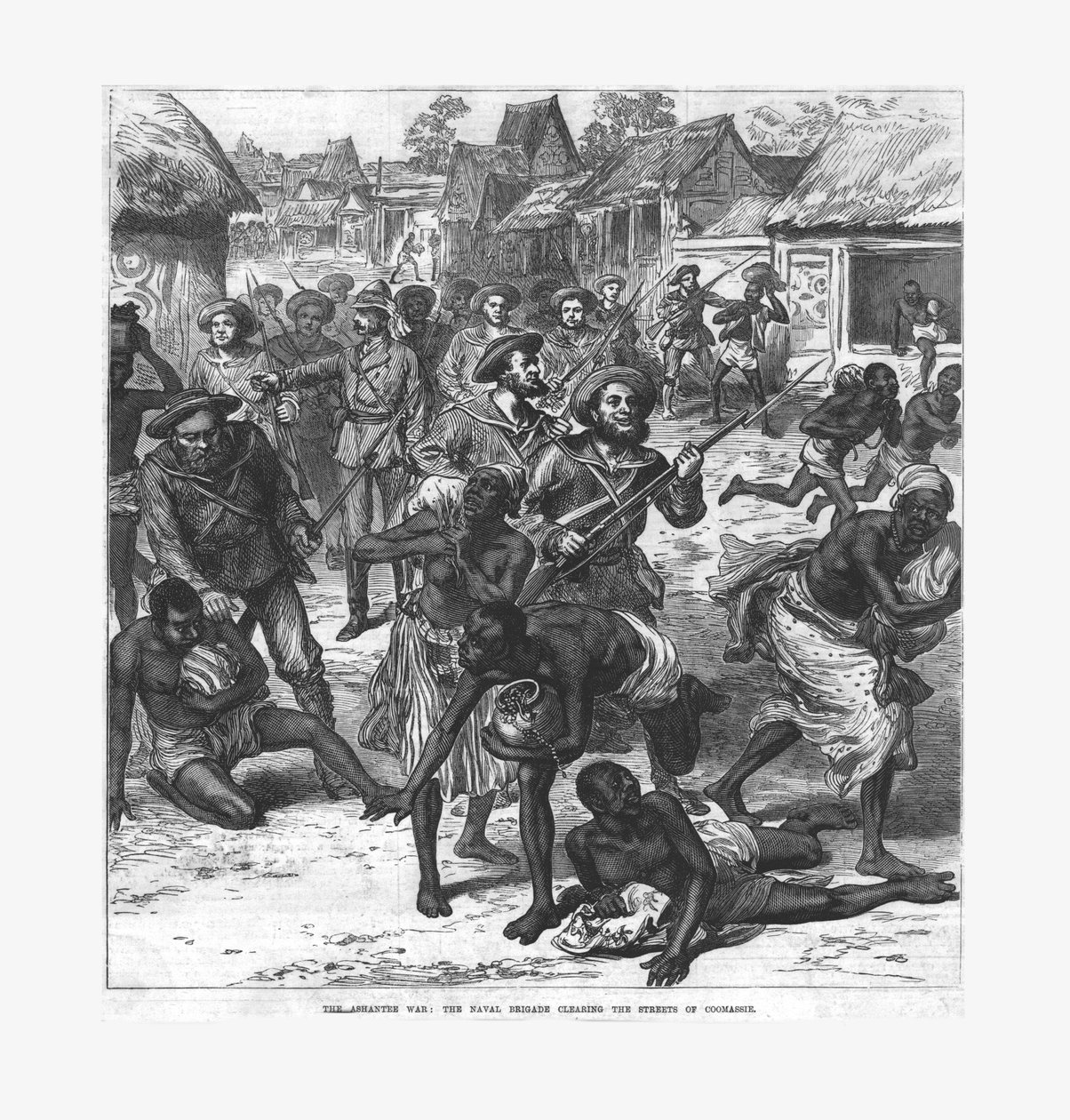 Der Ashantee-Krieg: die Marinebrigade räumt die Straßen von Coomassie, 1874 von Unbekannt