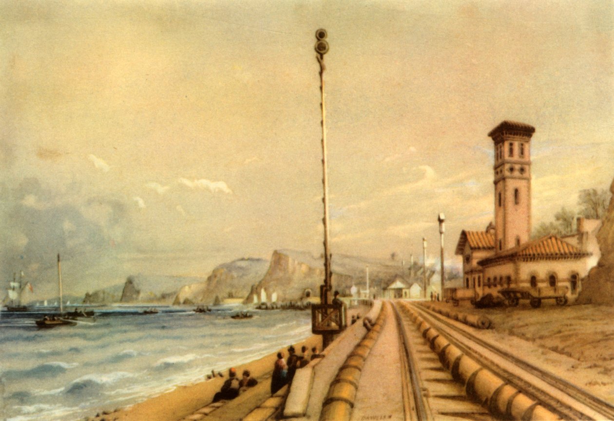 Die atmosphärische Eisenbahn in Dawlish, 1847, 1945 von Unbekannt