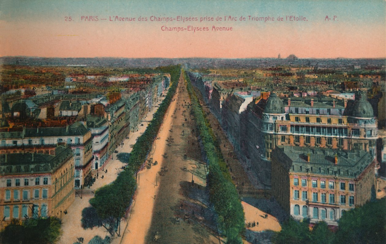Die Avenue des Champs-Élysées, Paris, um 1920 von Unbekannt