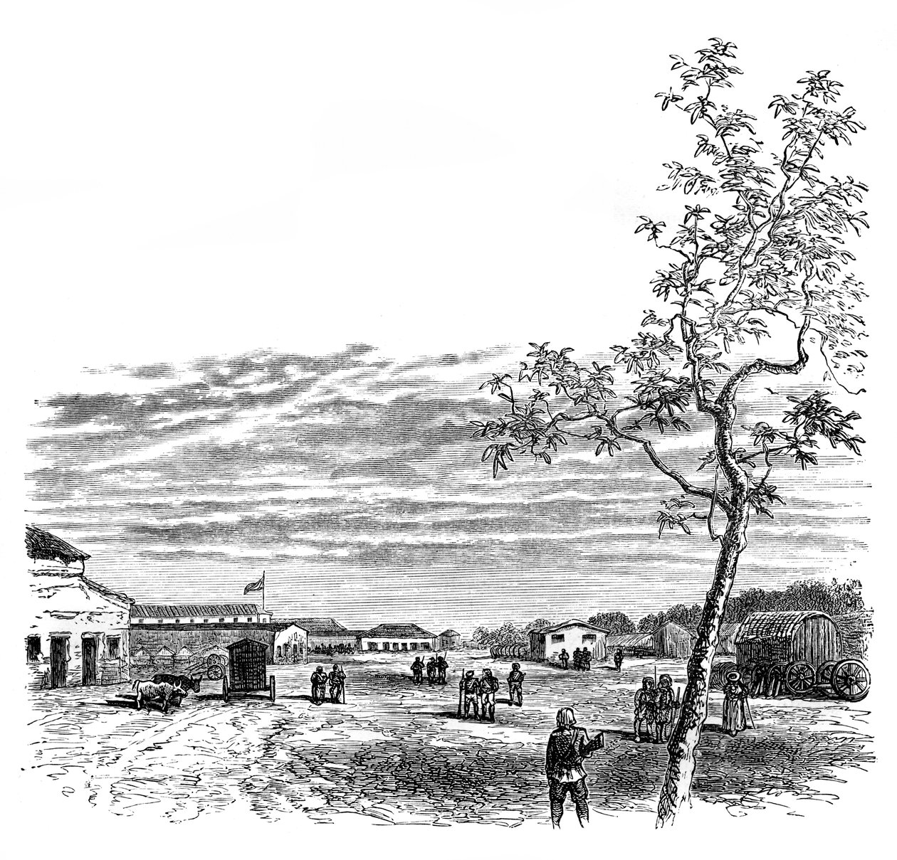 Die Kaserne von Meerut, Indien, ca. 1850er Jahre, 1888 von Unbekannt