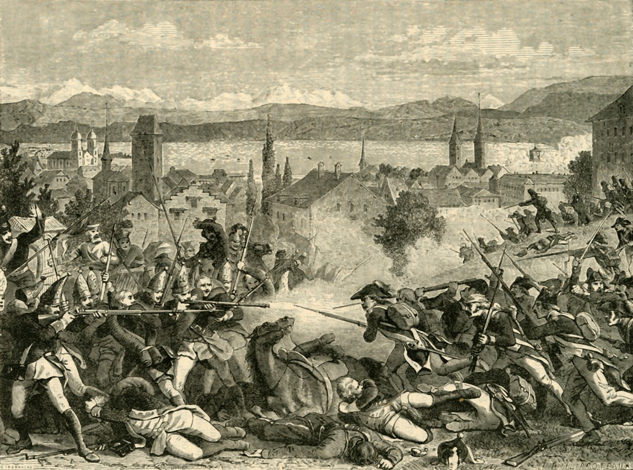 Die Schlacht von Zürich, 1799, 1890 von Unbekannt