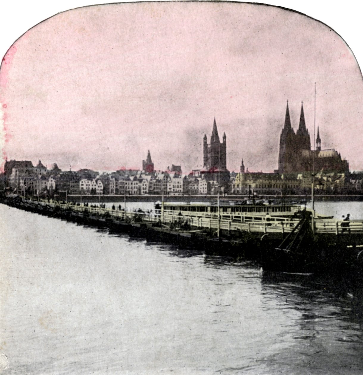 Die Bootsbrücke über den Rhein, Köln, Deutschland, frühes 20. Jahrhundert von Unbekannt