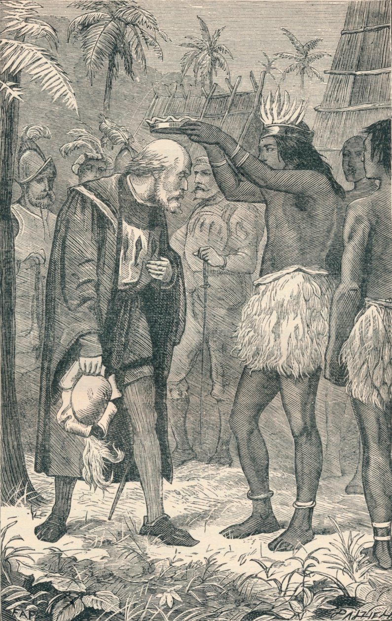 Der Kazike setzt Kolumbus eine Krone auf, 1904 von Unbekannt