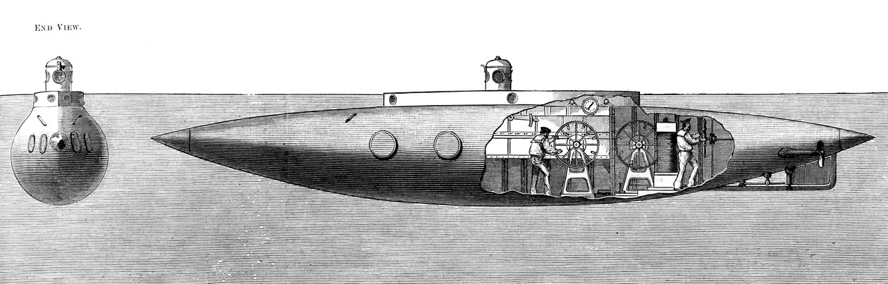 Das Verdrängungstauchboot Nautilus, 1887 von Unbekannt