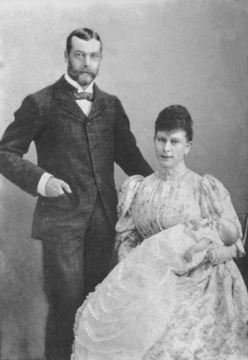 Der Herzog und die Herzogin von York mit dem Säugling Prinz Edward, 1894 1936 von Unbekannt