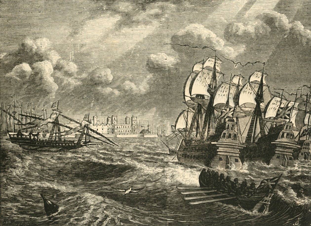 Die englische Flotte vor Cádiz, 1596, 1890 von Unbekannt