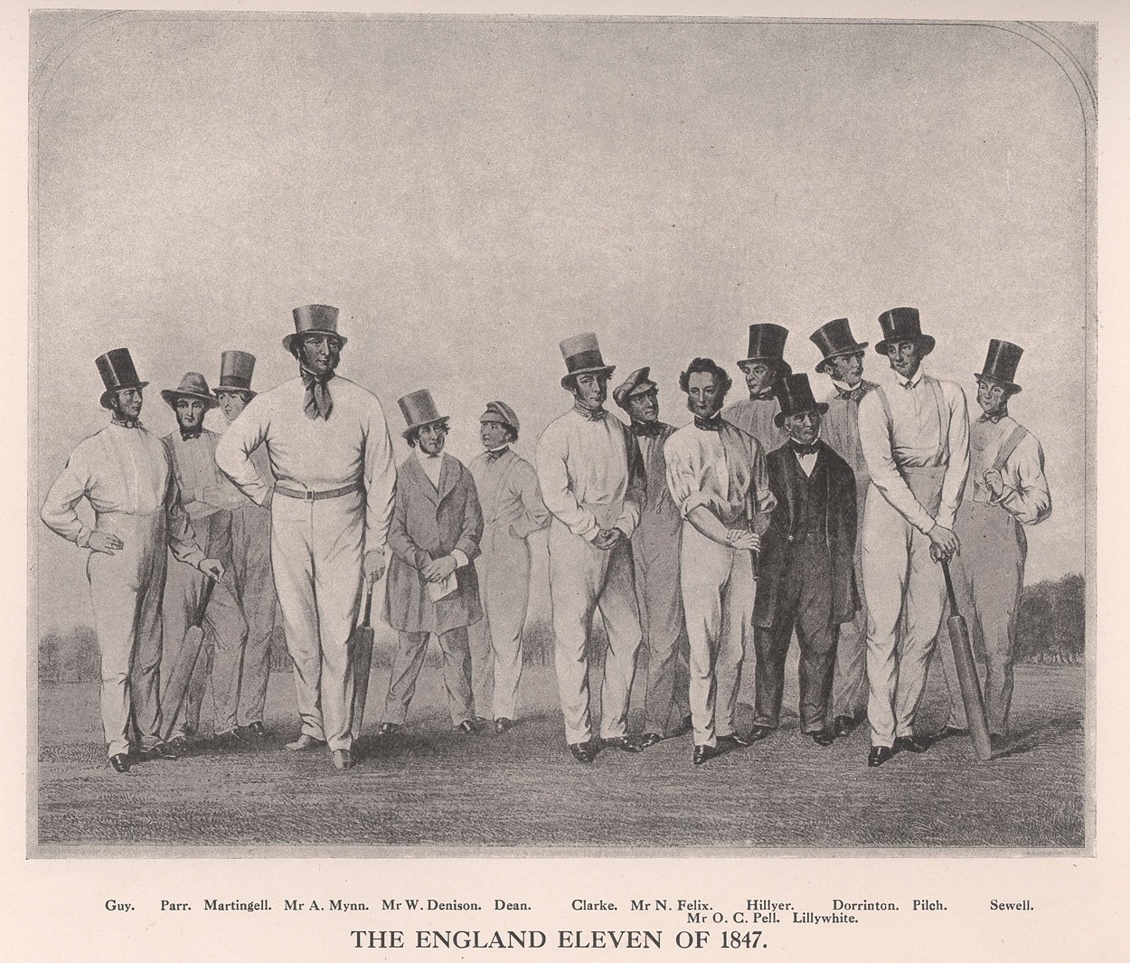 Die englische Cricket-Elf von 1846, 1912 von Unbekannt