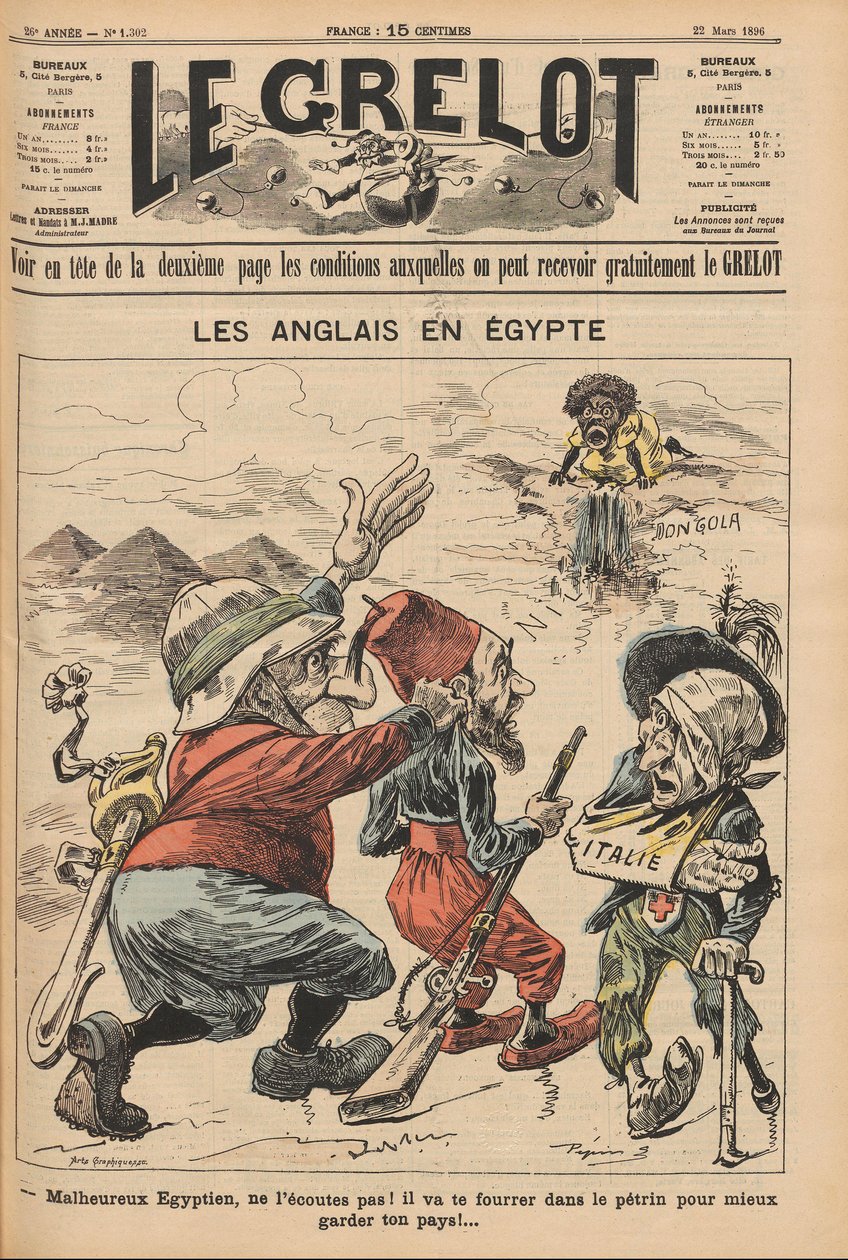 Die Engländer in Ägypten. Karikatur aus Le Grelot, 22. März 1896 von Unbekannt