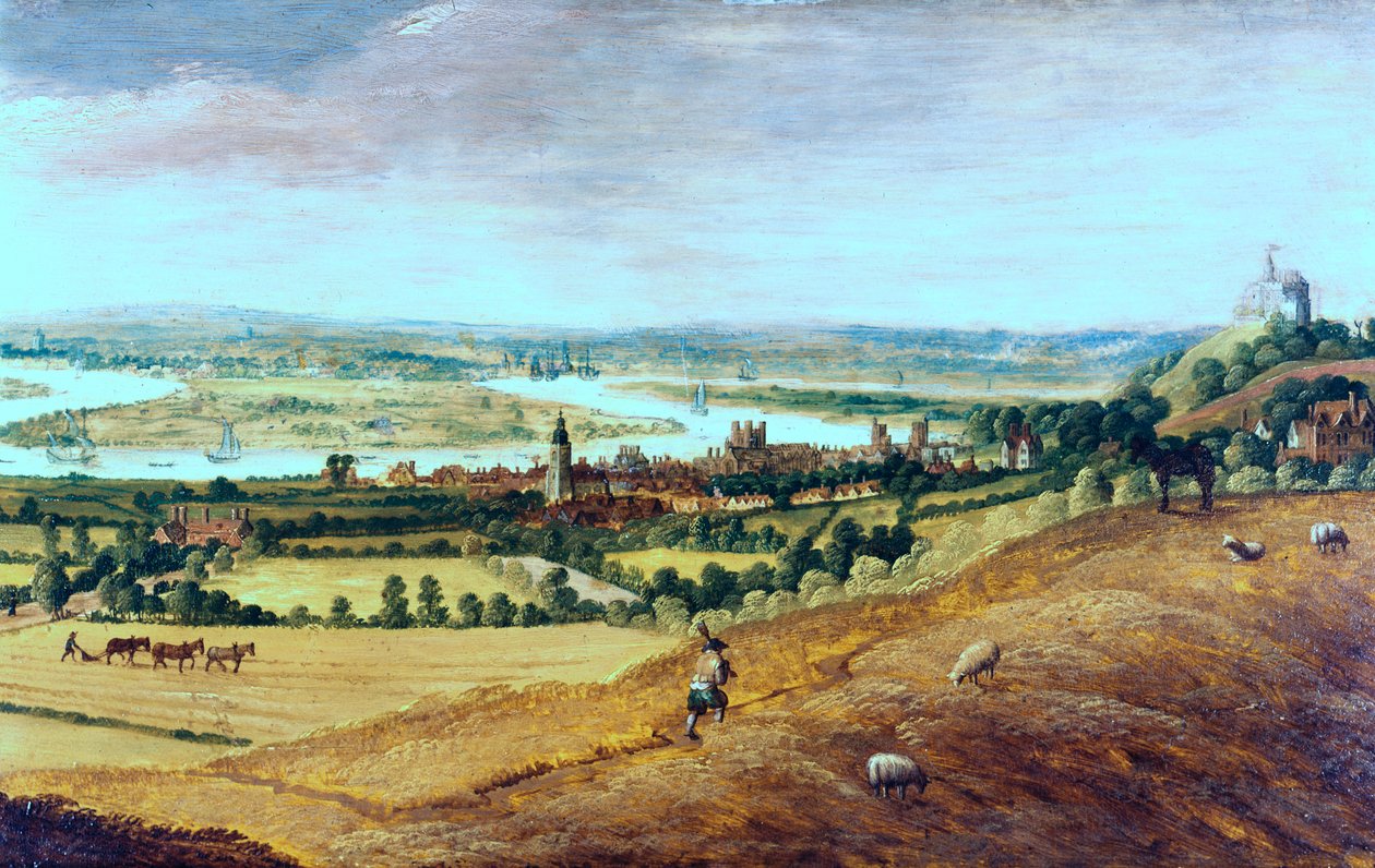 Die Umgebung von London von Greenwich aus, um 1620-1630 von Unbekannt