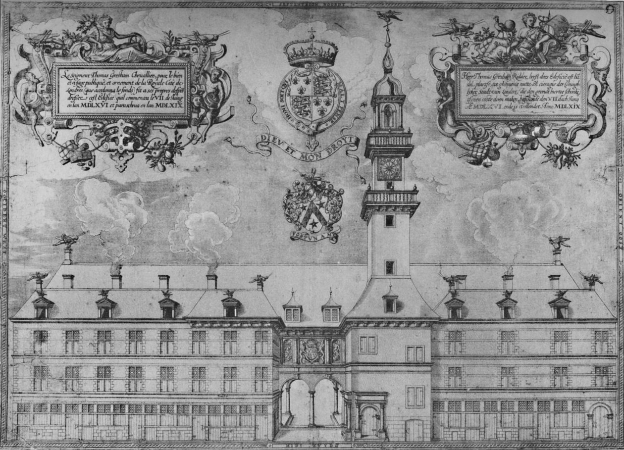 Die erste Royal Exchange im Jahr 1569, 16. Jahrhundert, 1928 von Unbekannt