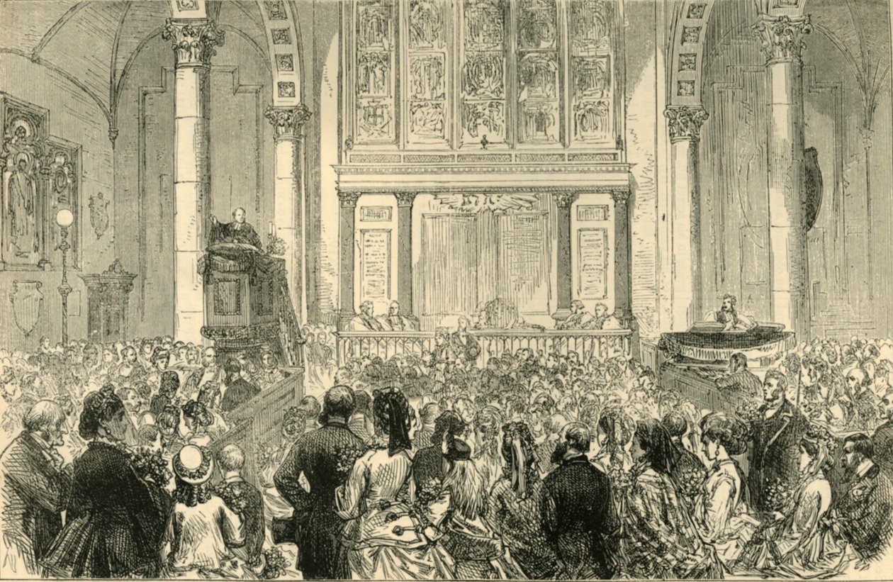 Die Blumenpredigt in der St. Catherine Cree Kirche, ca. 1872 von Unbekannt