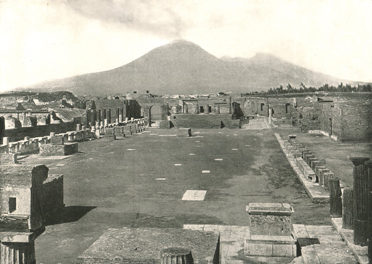 Das Forum in Pompeji und Vesuv, Italien, 1895 von Unbekannt