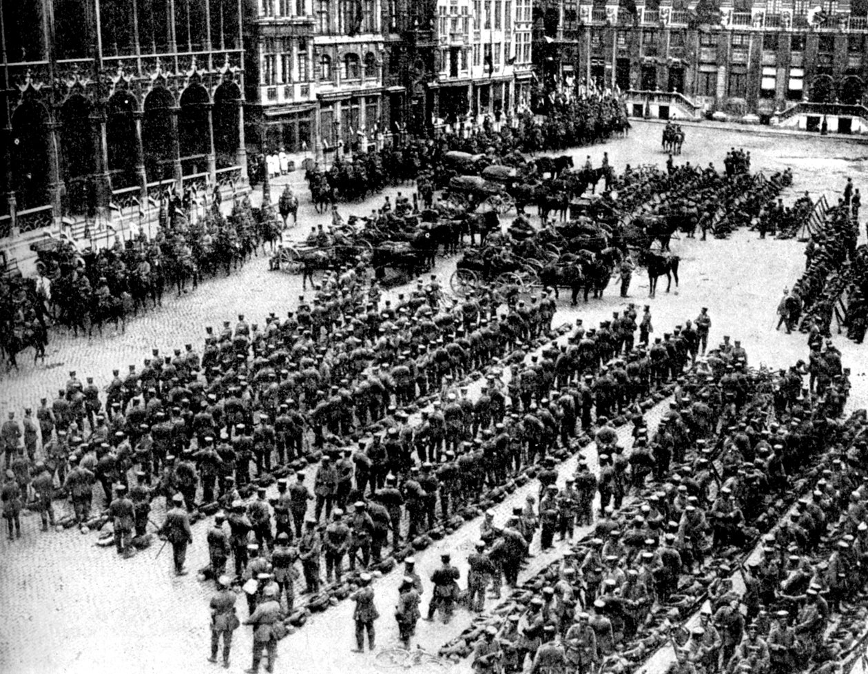 Die deutsche Armee in Brüssel, Erster Weltkrieg, 1914 von Unbekannt