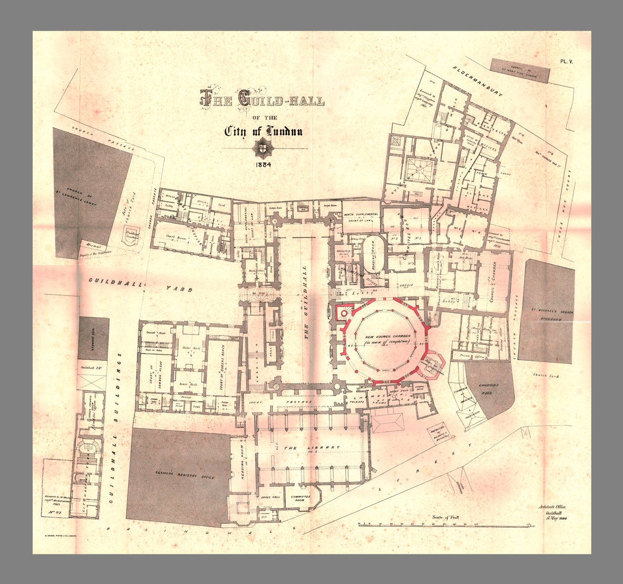 Die Guild-Hall der Stadt London, Plan, 1884, 1886 von Unbekannt