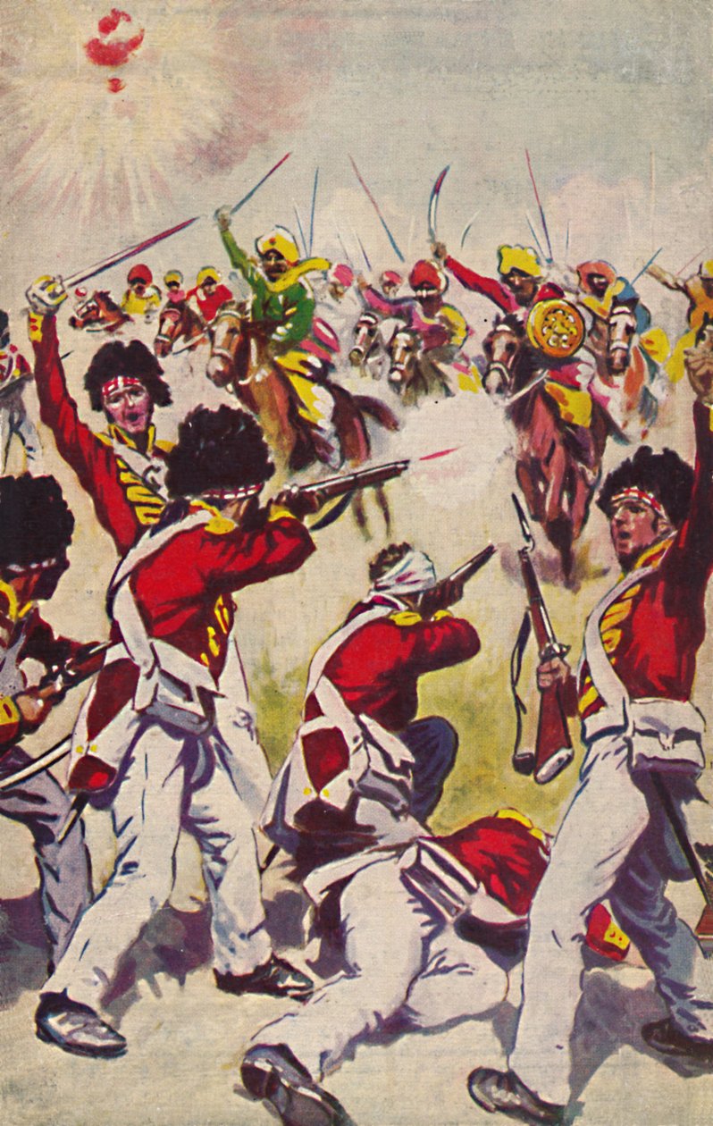Das Highland Light Infantry. Der Angriff der Mahratta-Kavallerie bei Assaye, 1803, 1939 von Unbekannt