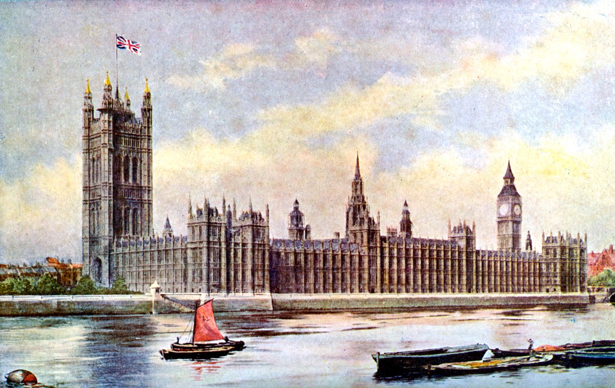 Die Houses of Parliament vom Lambeth Palace, Westminster, London, ca. 1905 von Unbekannt
