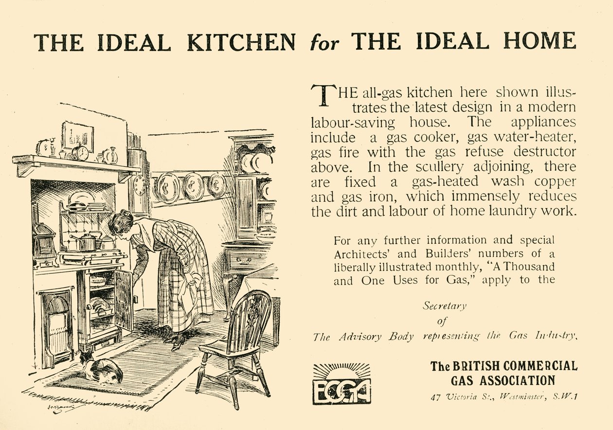 Die ideale Küche für das ideale Zuhause - Die British Commercial Gas Association, 1920 von Unbekannt
