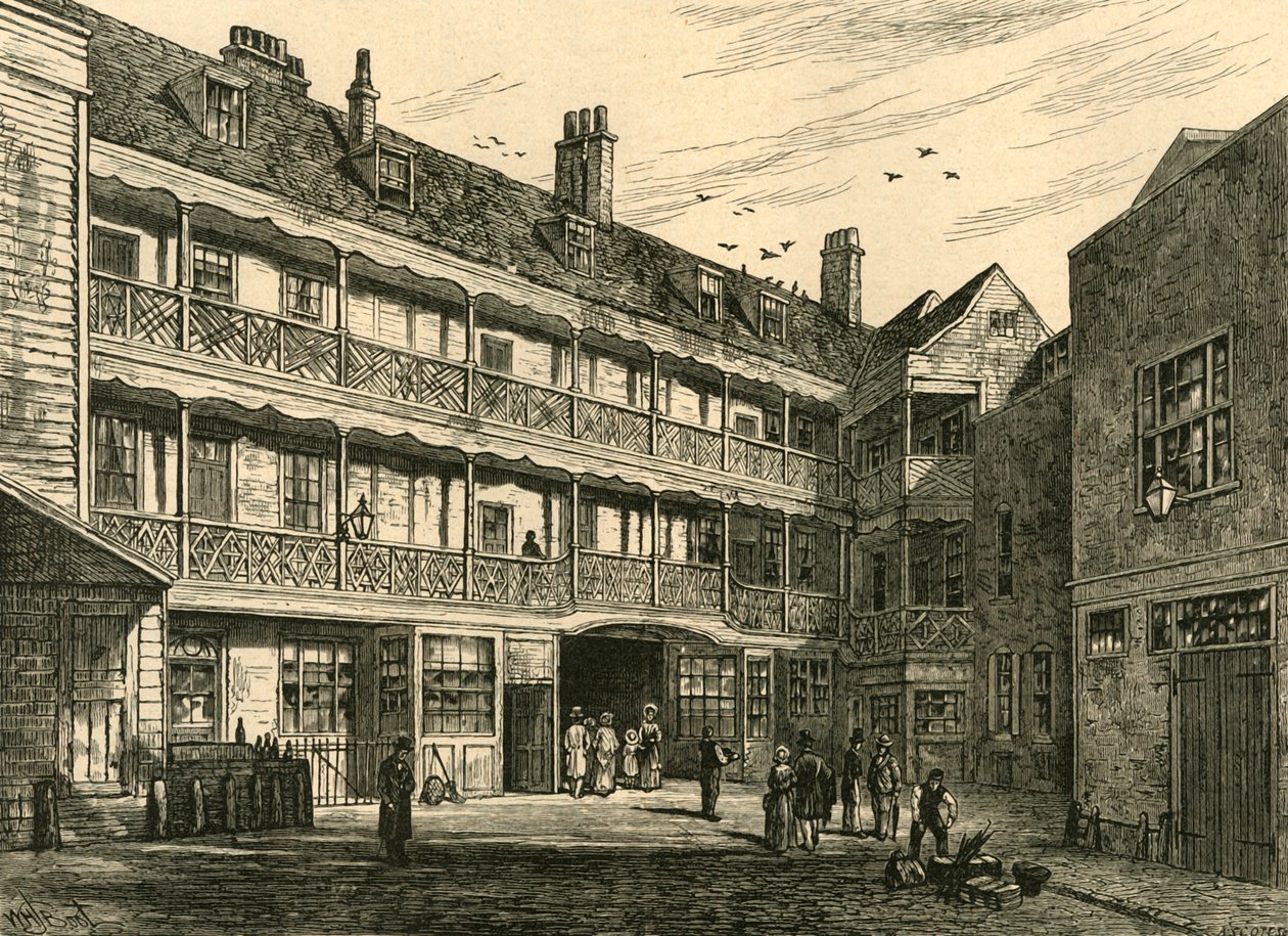 Der innere Hof des alten Belle Sauvage, 1897 von Unbekannt