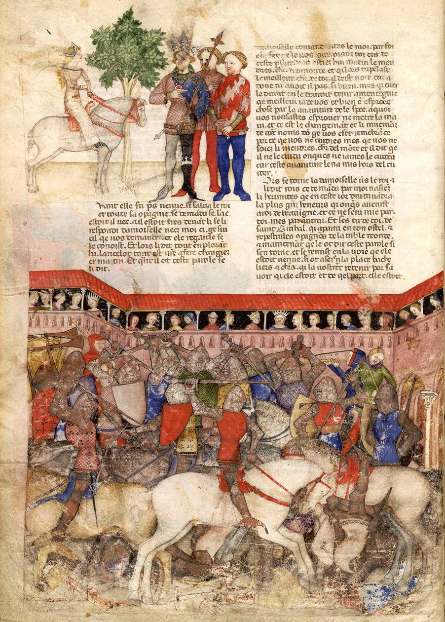 Die Ritter der Tafelrunde Miniatur aus La Quête du Saint Graal et la Mort d’Arthus, ca. 1220 von Unbekannt