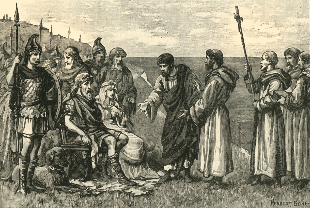 Die Landung des heiligen Augustinus in Kent, 597 n. Chr., 1890 von Unbekannt