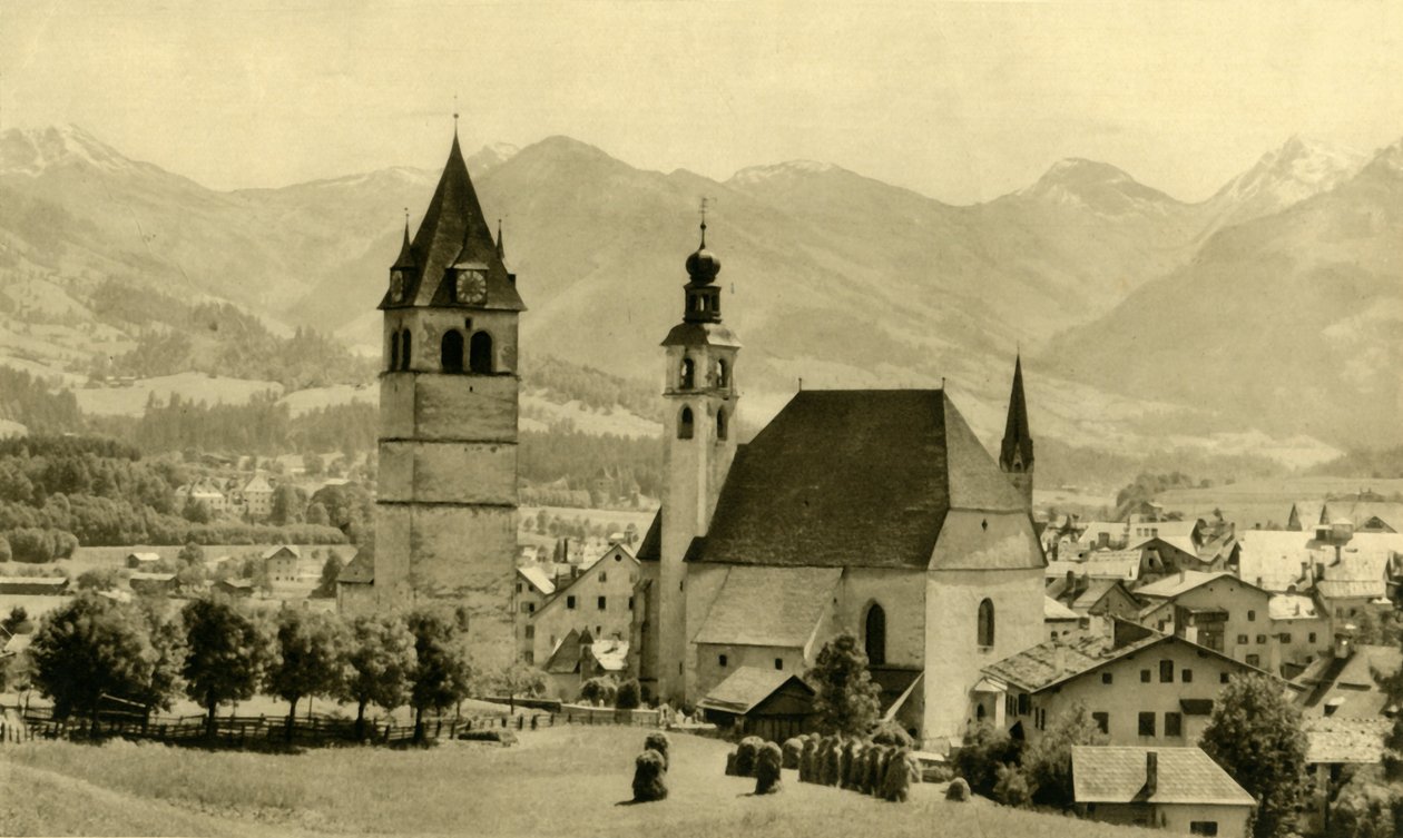 Die Liebfrauenkirche und Kirche St. Andreas, Kitzbühel, Tirol, Österreich, ca. 1935 von Unbekannt