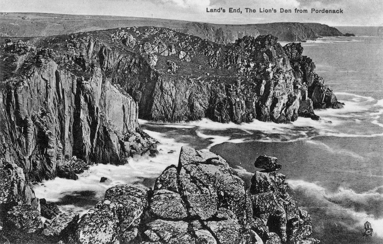 Das Löwenversteck von Pordenack, Lands End, Cornwall, frühes 20. Jahrhundert von Unbekannt