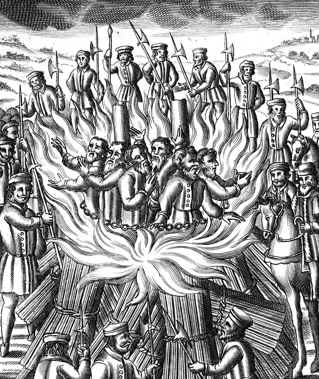 Das Martyrium von sechs Männern in Brainford, 1558 von Unbekannt