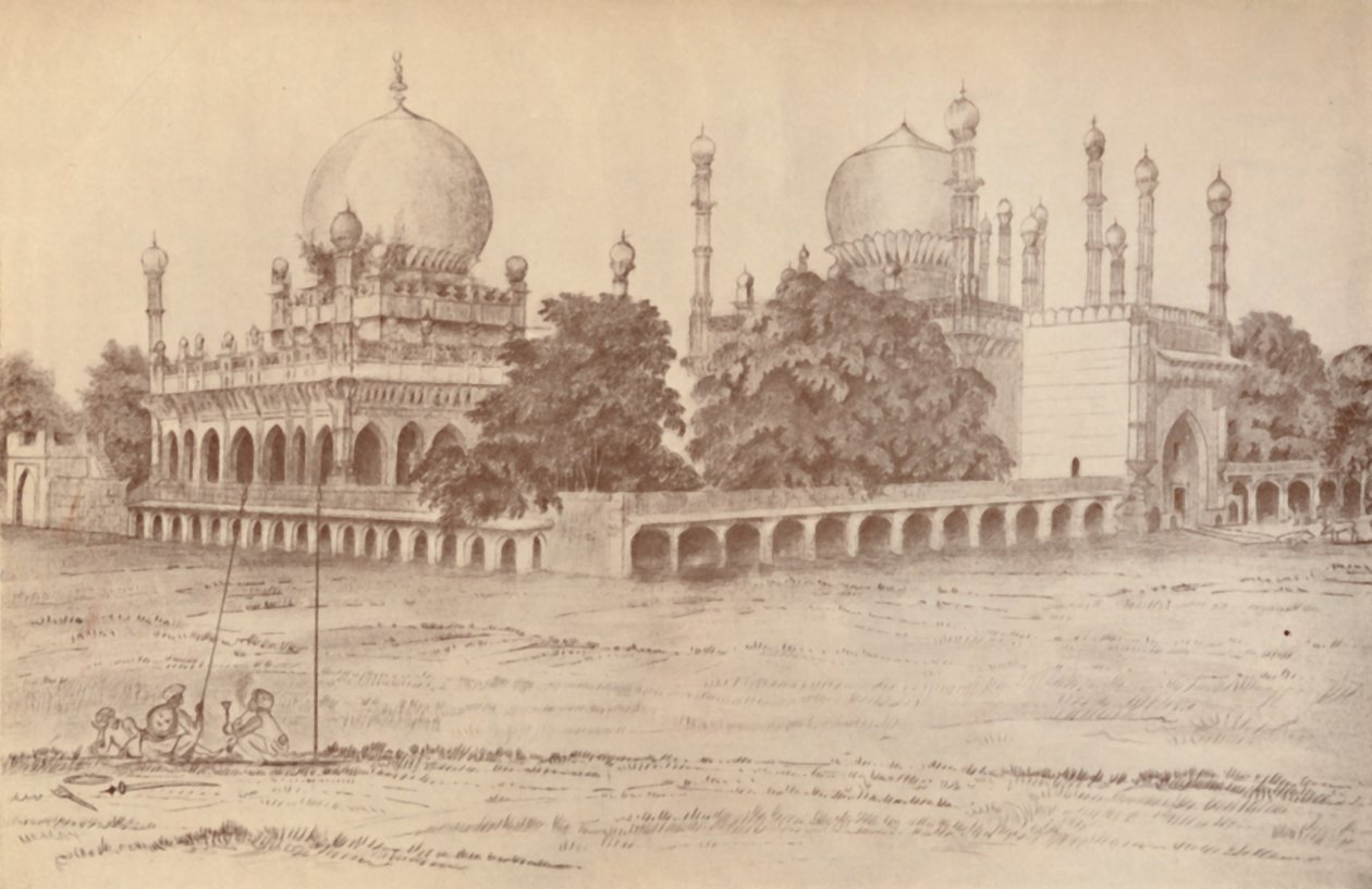 Das Mausoleum von Ibrahim Shah, König von Bijapur, in Bijapur, 1821 von Unbekannt