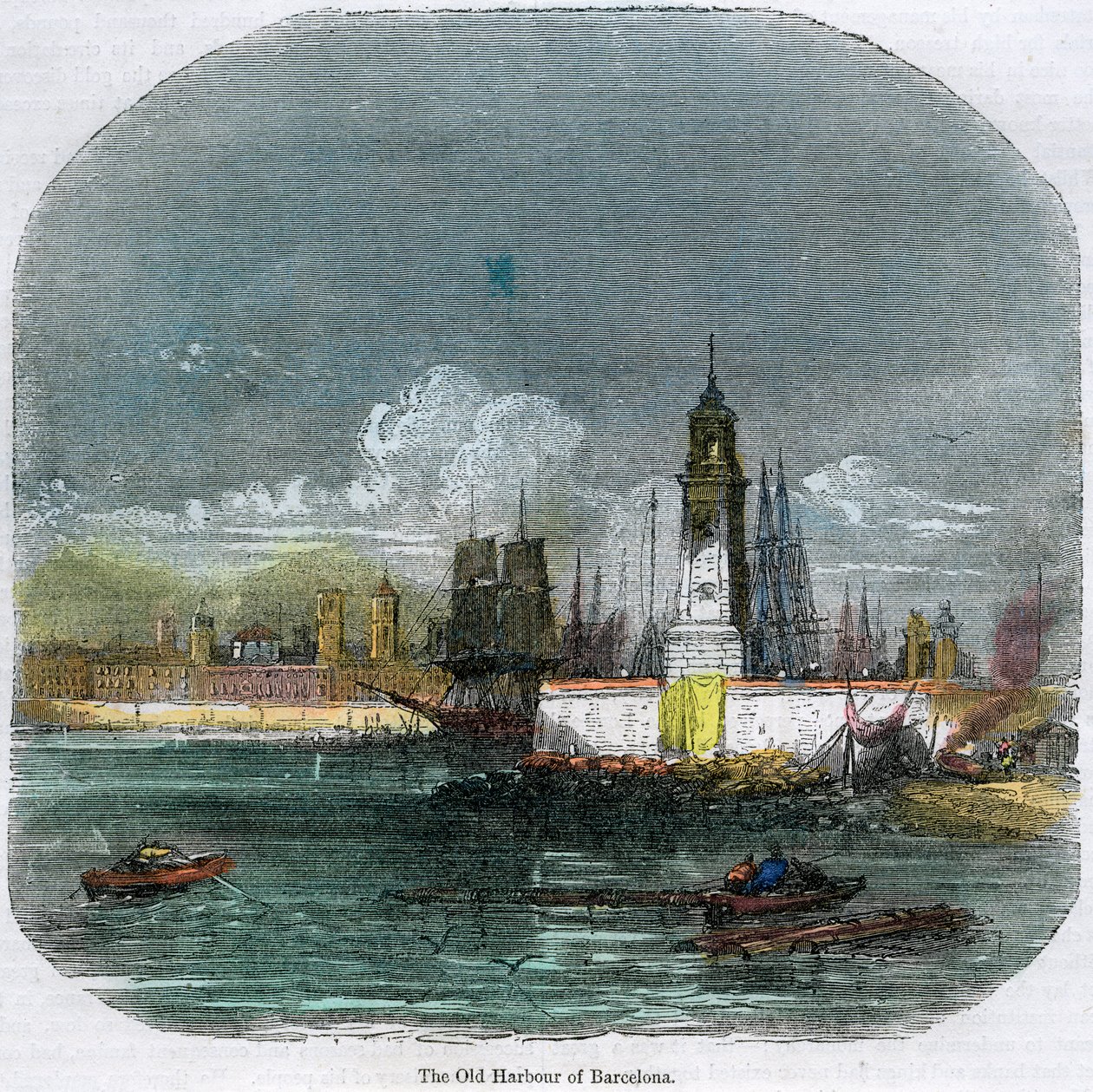 Der alte Hafen von Barcelona, Katalonien, Spanien, um 1880 von Unbekannt