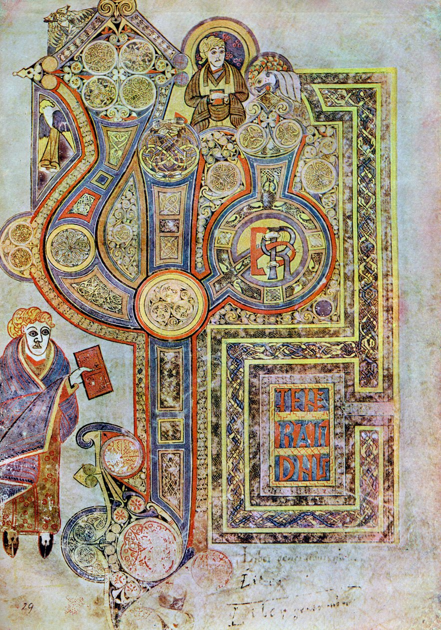 Die Eröffnungsworte des Matthäus-Evangeliums, 800 n. Chr., 20. Jahrhundert von Unbekannt