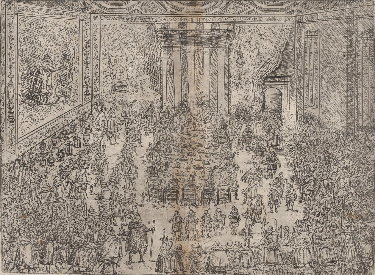 Das fürstliche Mahl, aus einer Serie, die die Hochzeit von Wolfgang darstellt, 1614 von Unbekannt