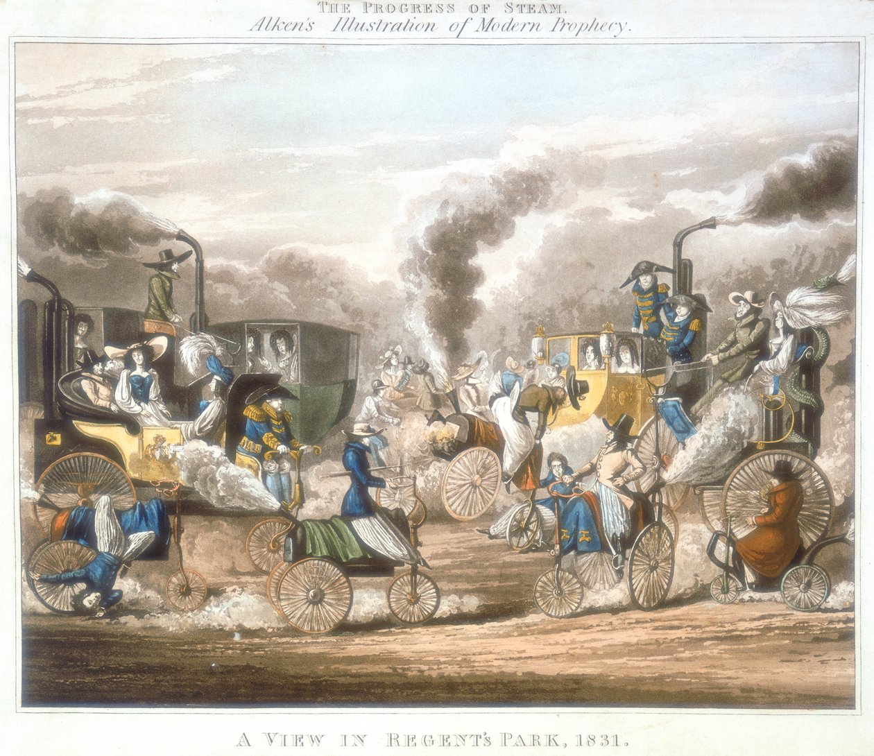 Der Fortschritt des Dampfes. Eine Ansicht im Regents Park, 1831 von Unbekannt