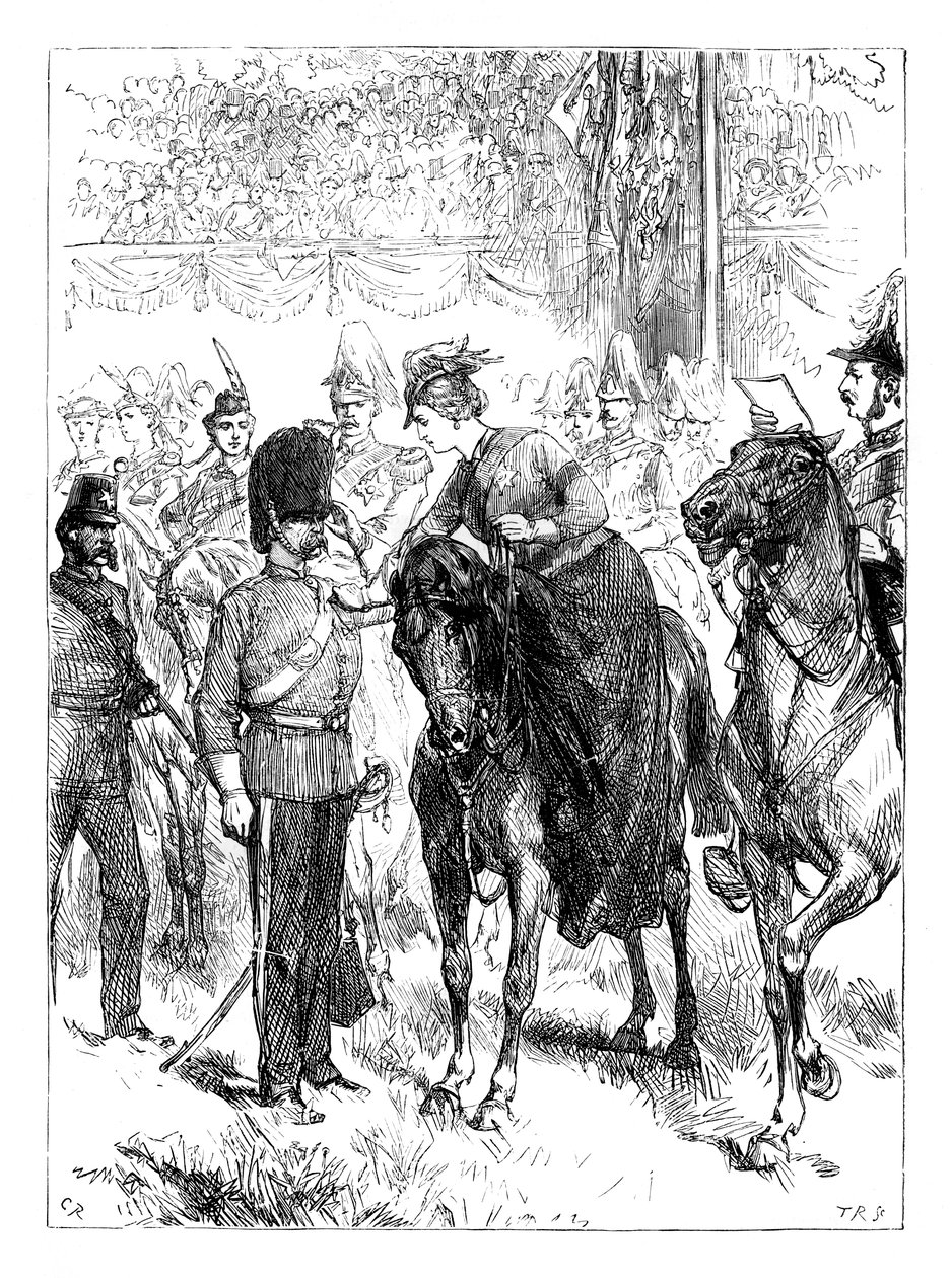 Die Königin verteilt die Victoria-Kreuze im Hyde Park, London von Unbekannt