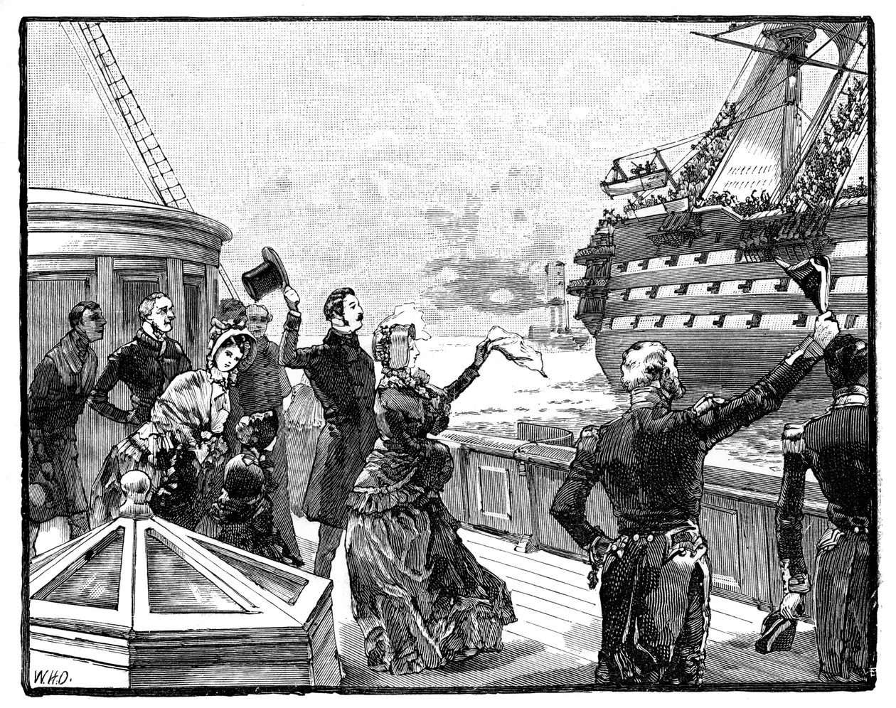 Die Königin winkt dem Flaggschiff des Herzogs von Wellington zu, um 1850er, 1888 von Unbekannt