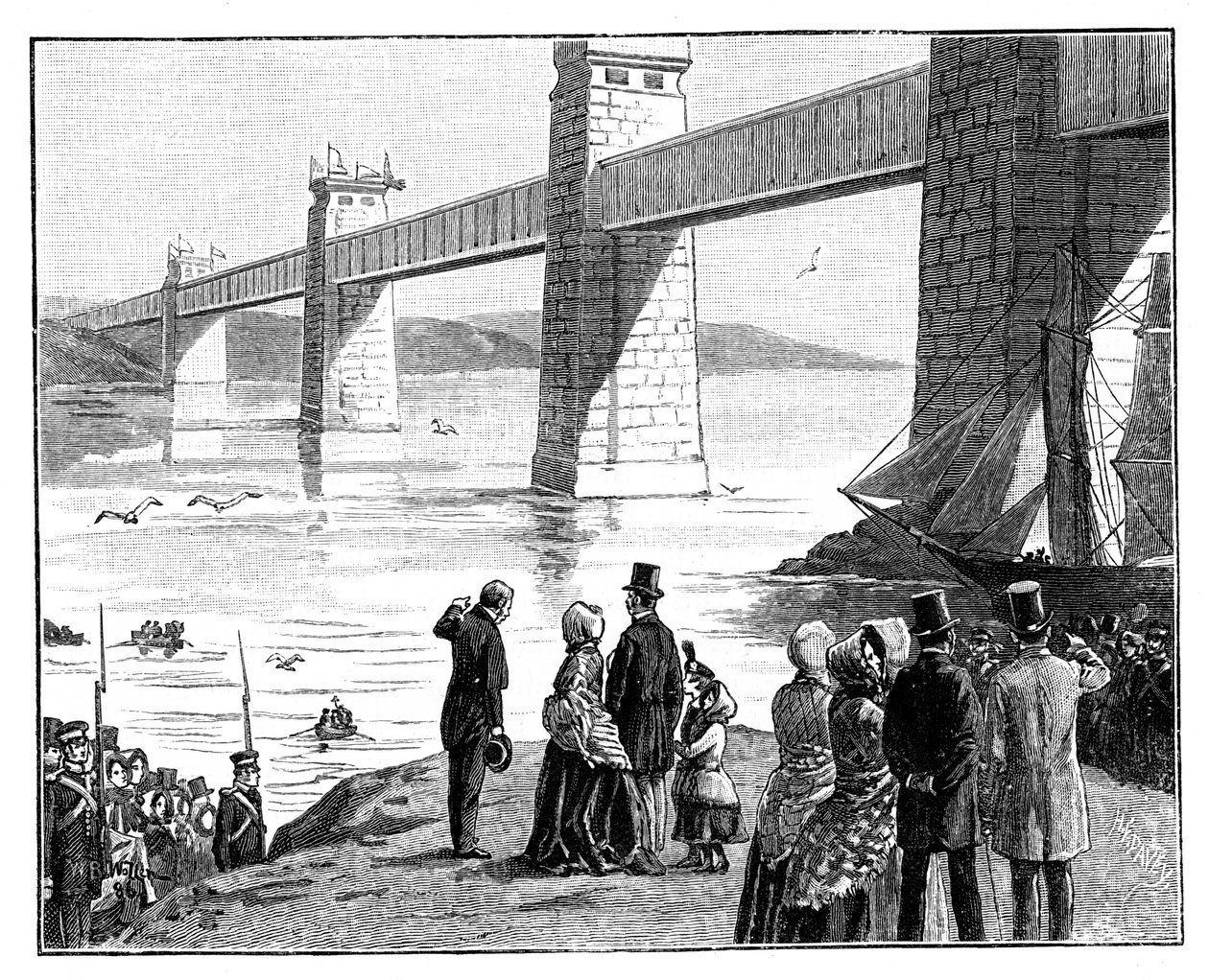 Der Besuch der Königin an der Britannia Tubular Bridge, Wales, um 1888 von Unbekannt
