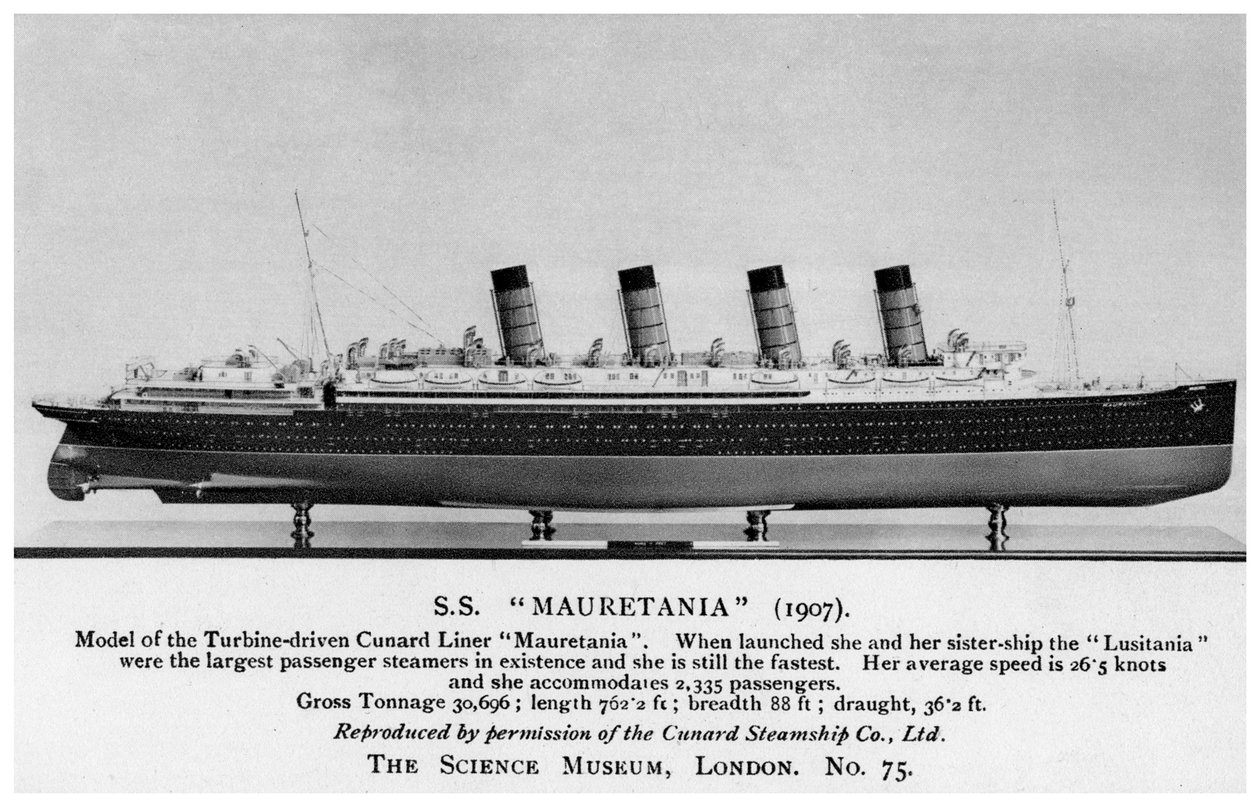 Die RMS Mauretania, 20. Jahrhundert von Unbekannt