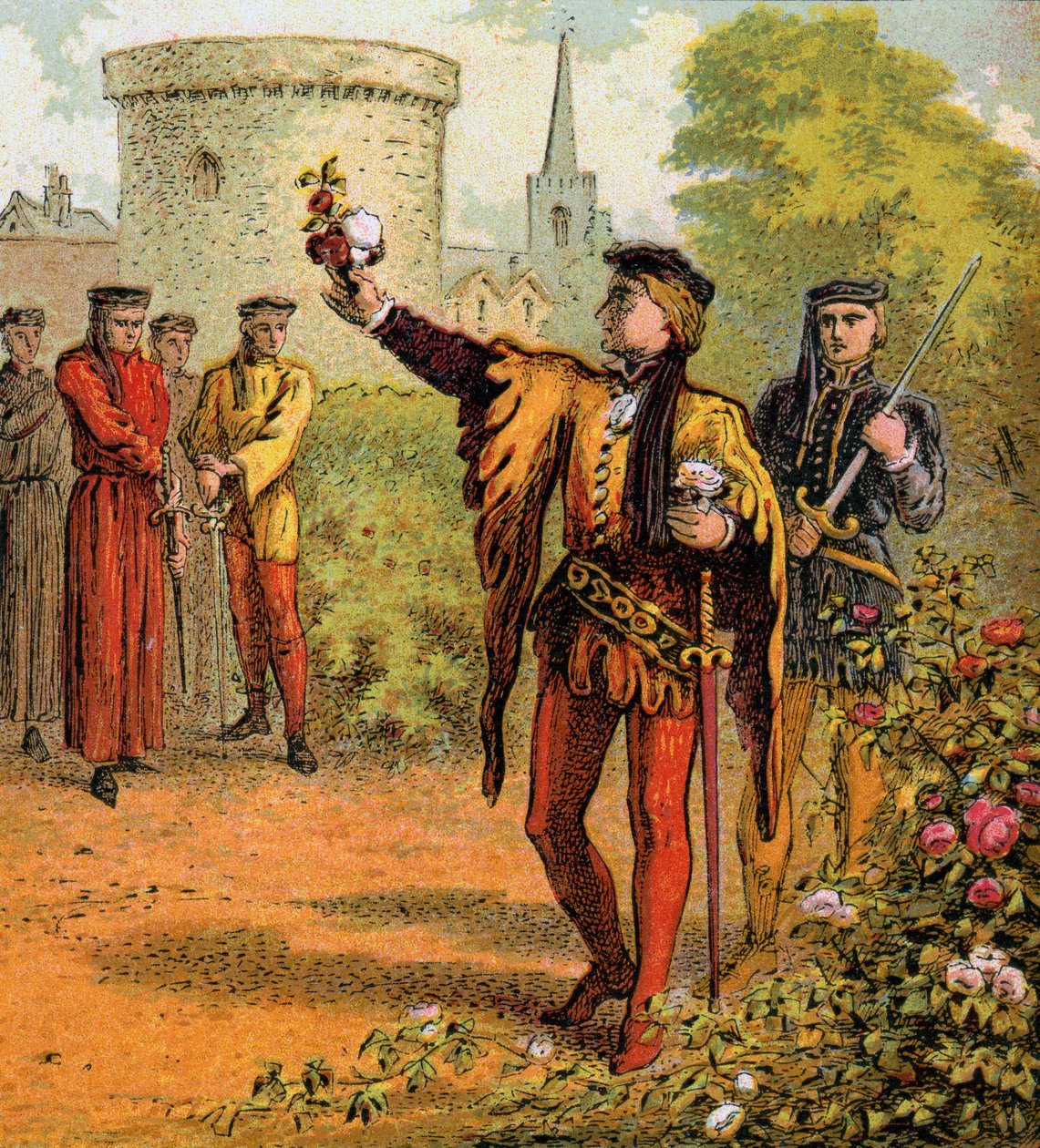 Die roten und weißen Rosen, 15. Jahrhundert, um 1850 von Unbekannt