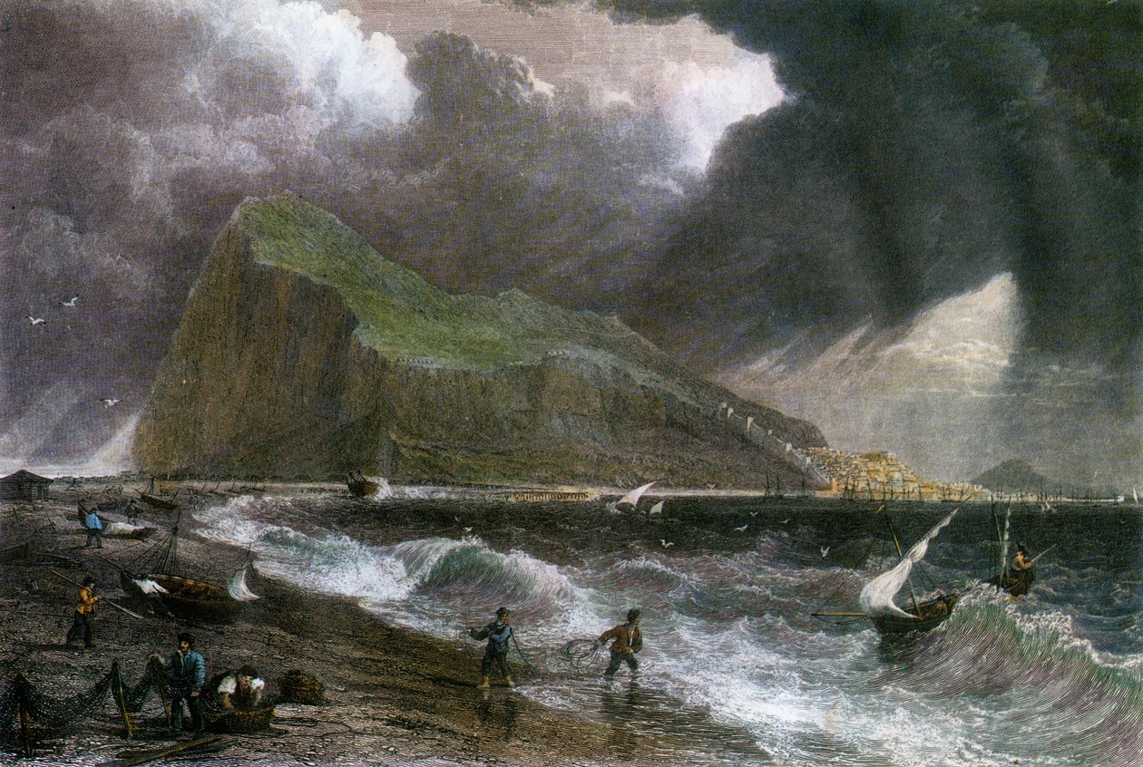 Der Felsen von Gibraltar, vom Buchtseite aus gesehen, 20. Jahrhundert von Unbekannt