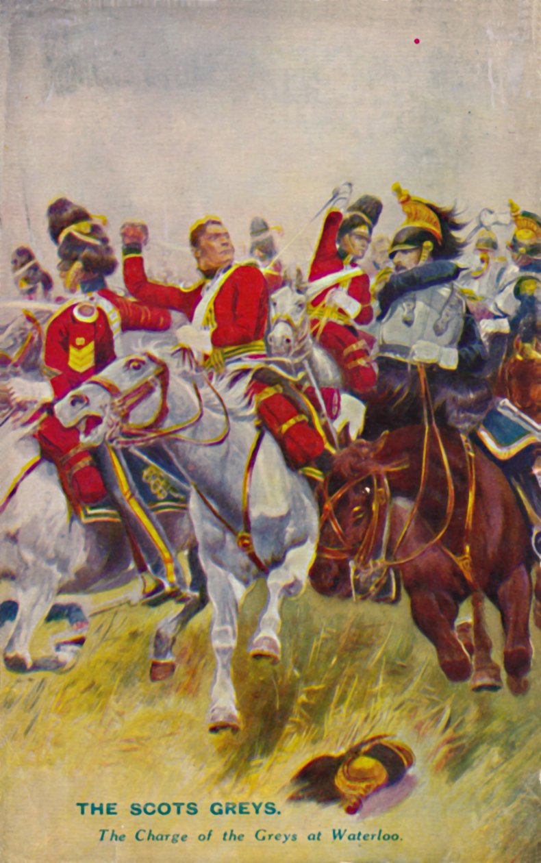 Die Royal Scots Greys. Der Angriff der Greys bei Waterloo, 1815, 1939 von Unbekannt