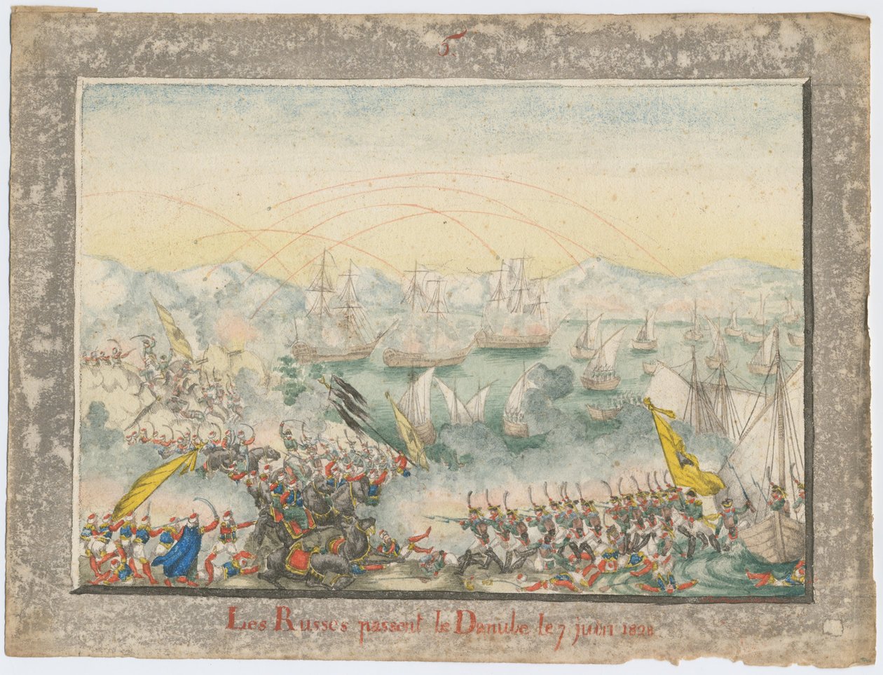 Die Russen überqueren die Donau, 1828 von Unbekannt