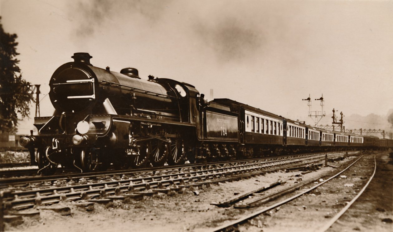 Der S.R. Dover Bootszug, gezogen von Sir Gawain, einer König-Arthur-Lokomotive, ca. 1930 von Unbekannt