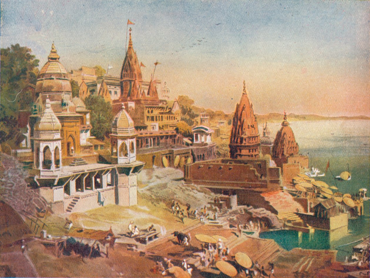 Die heilige Stadt der Hindus: Benares am Ganges, 1908 von Unbekannt
